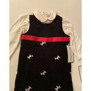 Hartstrings Dress Black Corduroy Scottie Dog‎ Sz 12